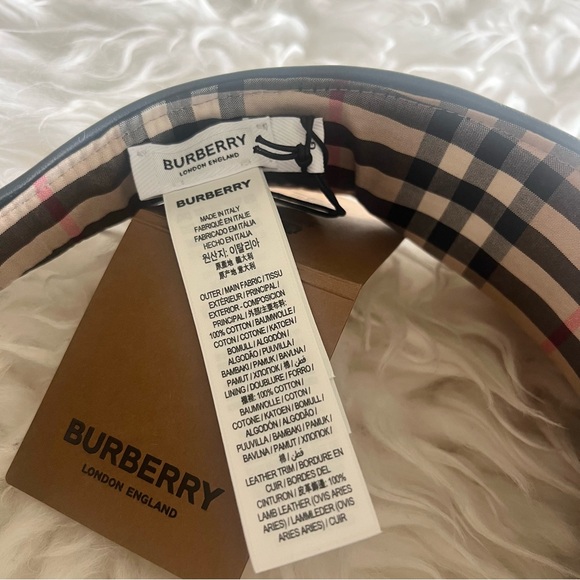 Burberry Heritage Monogram Motif Iconic Check Pattern Black Visor Hat*NWT - Picture 9 of 10